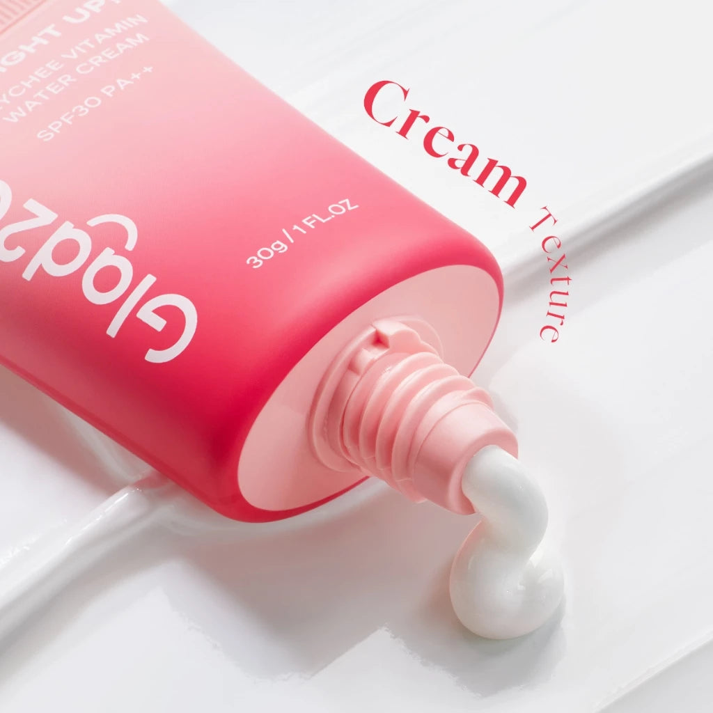 Glad2Glow Lychee Brightening Cream 30g Bright Up 3-IN-1 Facial Moisturizer Sunscreen Whitening Skincare Tone Up Cream
