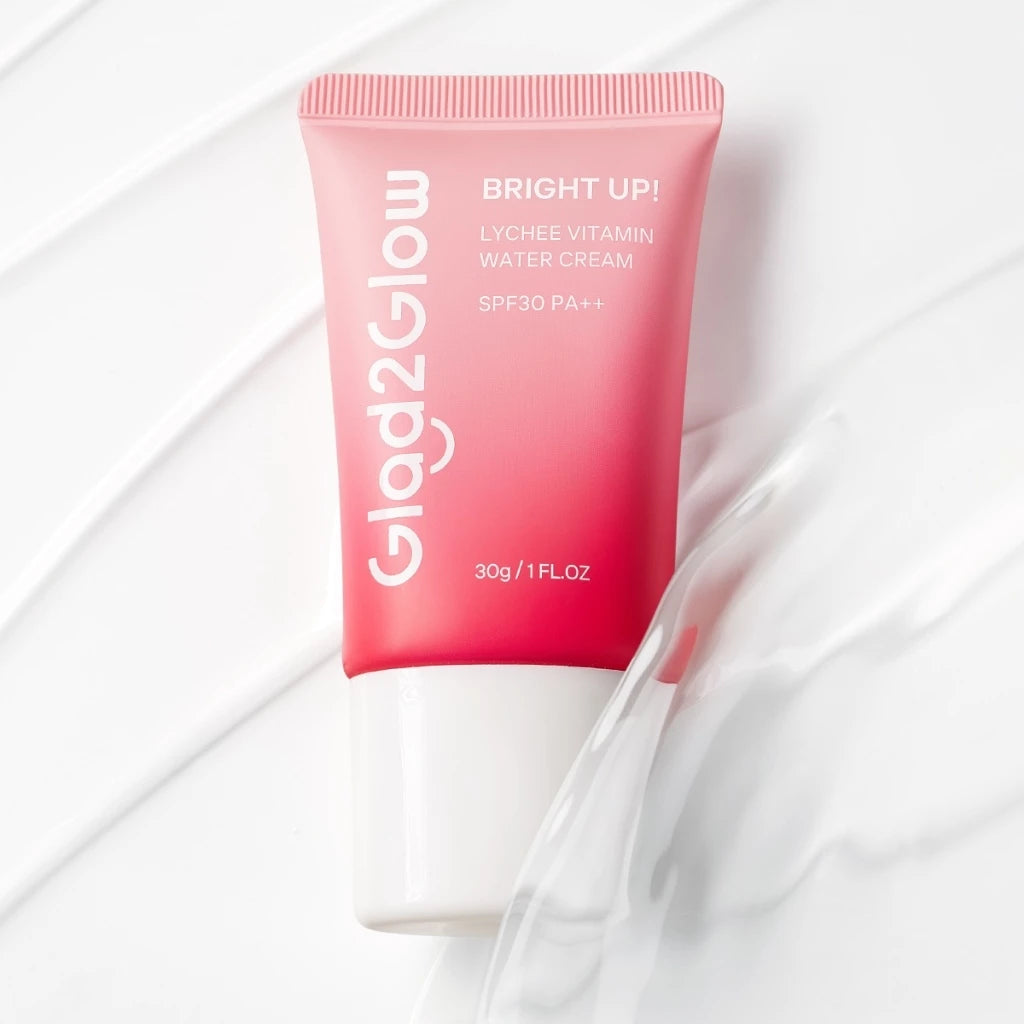Glad2Glow Lychee Brightening Cream 30g Bright Up 3-IN-1 Facial Moisturizer Sunscreen Whitening Skincare Tone Up Cream